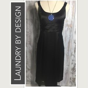 Laundry by Design Black Formal Sheath Dress with Sash Midi-Length